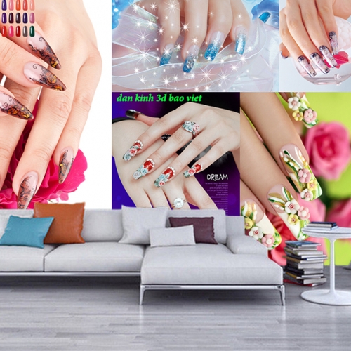 Tranh dán tường 3d cho tiệm nail spa nails068