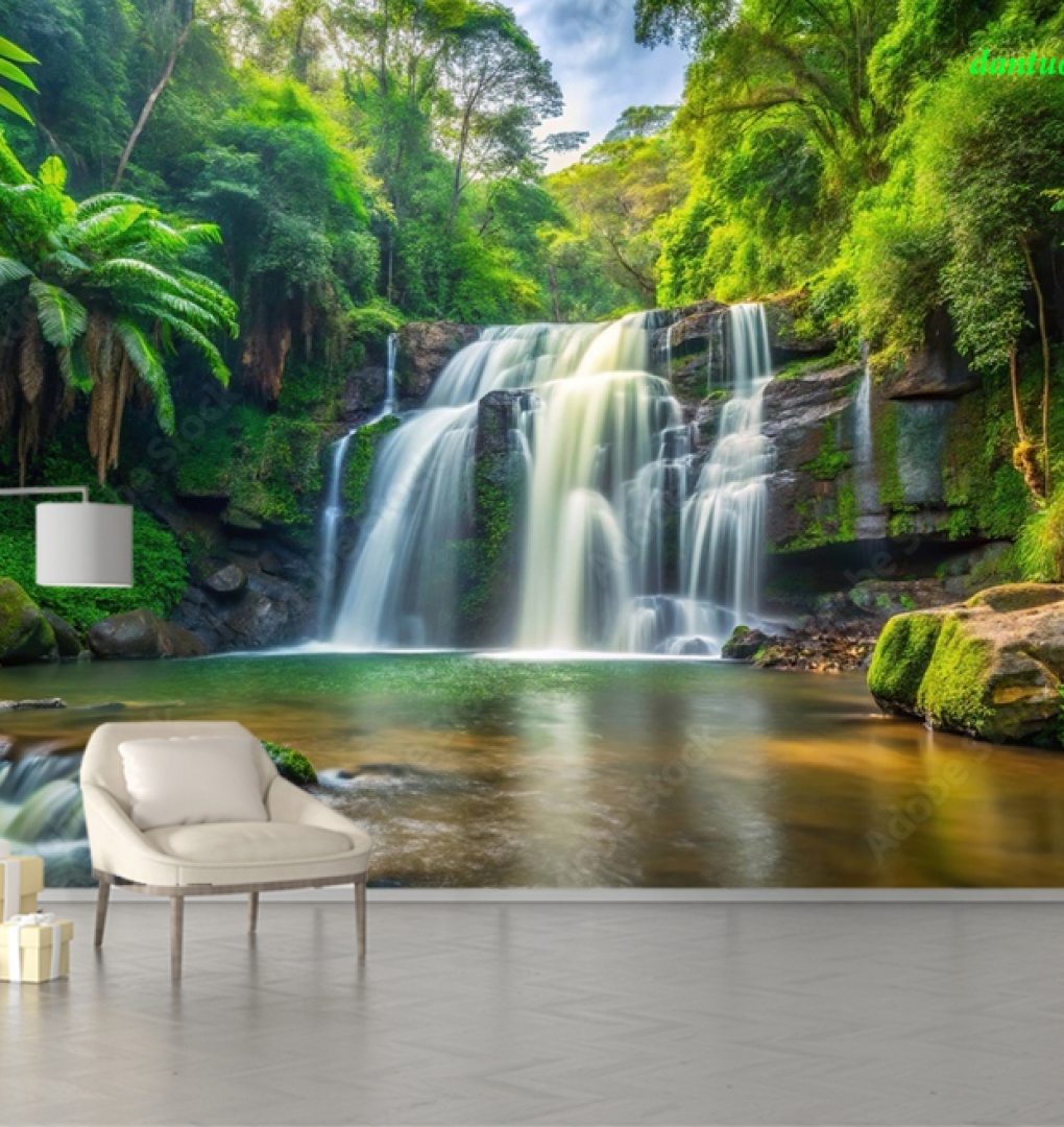 Tranh dán tường thác nước sen2005-273