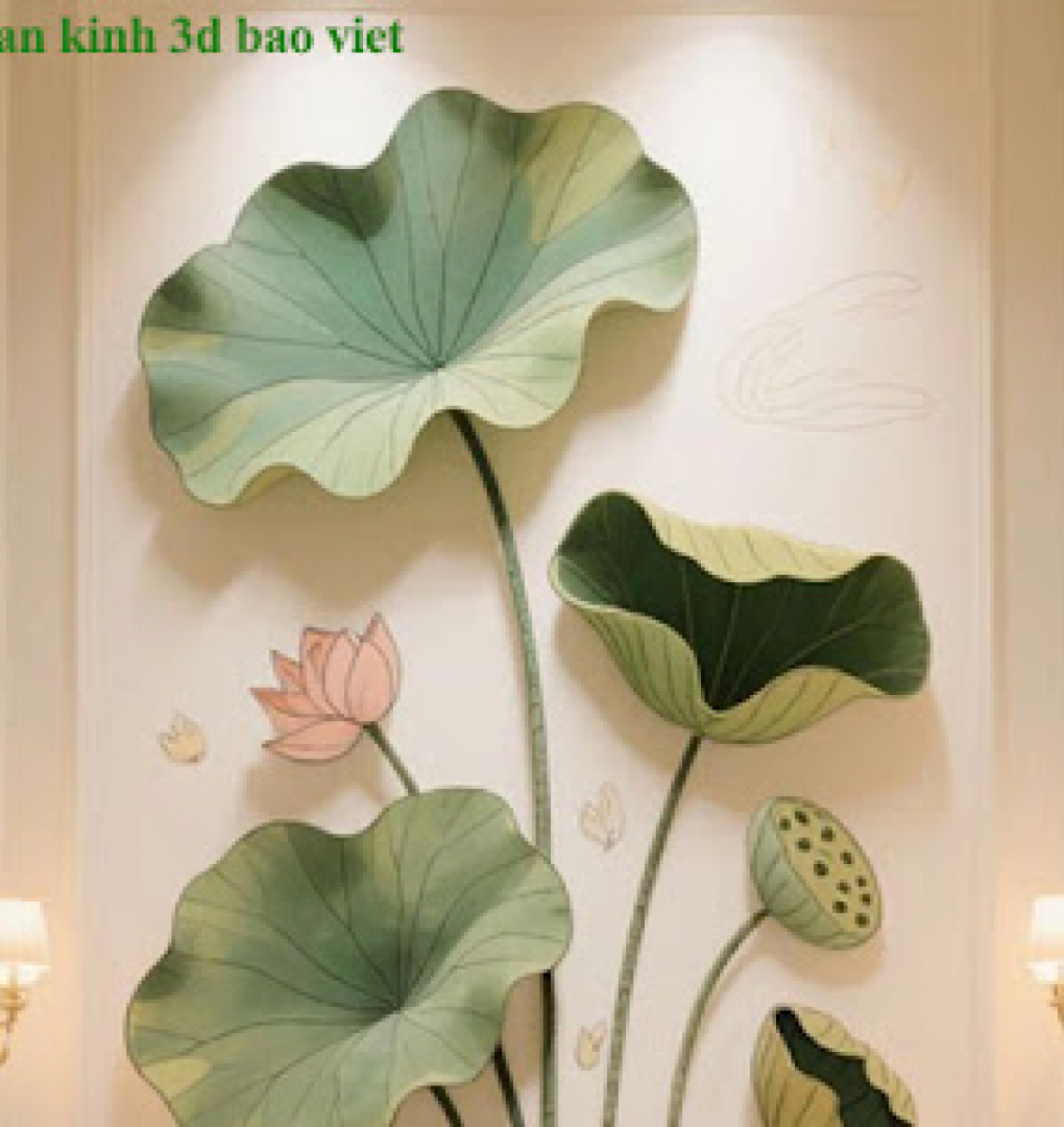 Tranh dán kính 3d 2 mặt hoa sen h408
