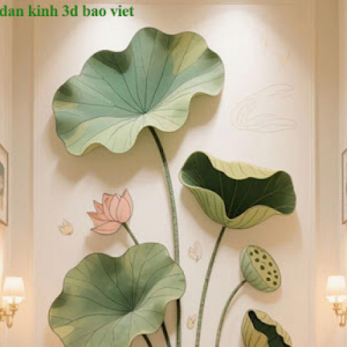 Tranh dán kính 3d 2 mặt hoa sen h408