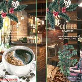 Decal dán kính cao cấp 3d cho quán cafe se036