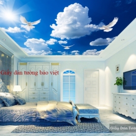 Giấy dán trần nhà bầu trời mây C055