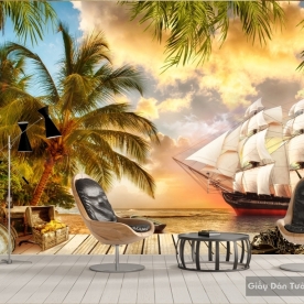 Giấy dán tường 3d cảnh biển S055