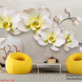 Giấy dán tường hoa lan 3d FL140