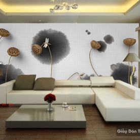 Giấy dán tường hoa sen đẹp H139