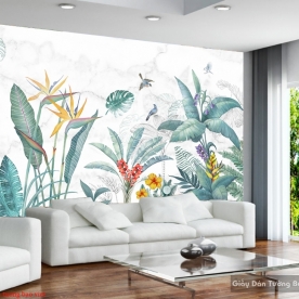 Giấy dán tường lá cây nhiệt đới H185
