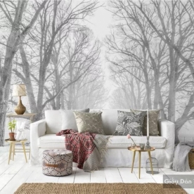 Giấy dán tường trắng đen v122