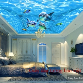 Giấy dán 3D dán trần nhà cảnh biển S101