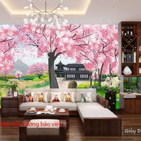 Giấy dán tường 3D hoa anh đào ART002