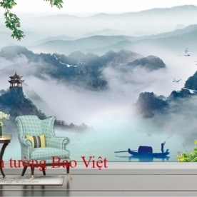 Giấy dán tường 3D panorama phong thủy FT056