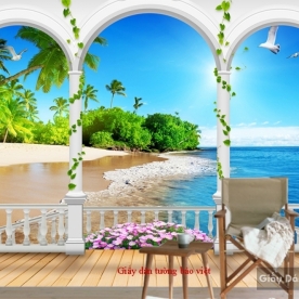 Giấy dán tường 3D phong cảnh biển S128