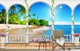 Giấy dán tường 3D phong cảnh biển S128