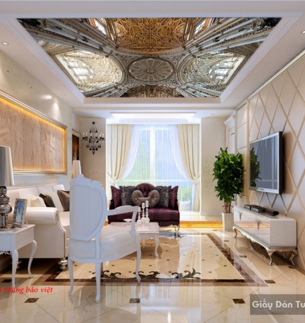 Giấy dán trần nhà phòng khách c121