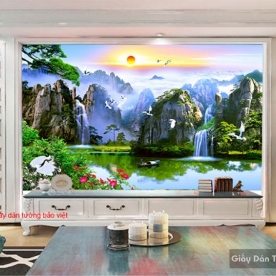 Giấy dán tường phòng khách phong thủy FT080