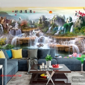 Giấy dán tường phòng khách phong thủy d124