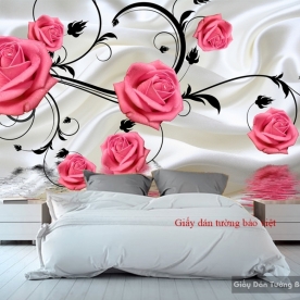 Giấy dán hoa hồng 3D cho phòng ngủ FL076