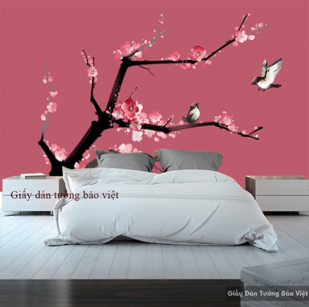 Giấy dán tường màu hồng cho phòng ngủ H087 | Giấy dán tường Bảo Việt