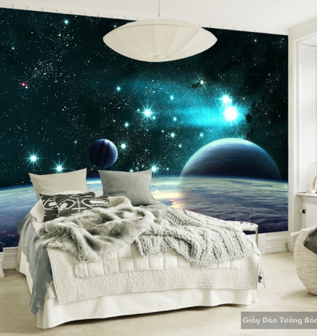 Giấy dán tường phòng ngủ 3D galaxy G001