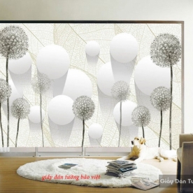 Giấy dán tường phòng ngủ hoa bồ công anh d148