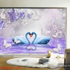 Giấy dán tường phòng ngủ màu tím FL139