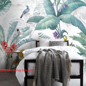 Giấy dán tường phòng ngủ hình lá cây h185