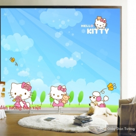 Giấy dán tường HelloKitty cho phòng bé gái Kid085