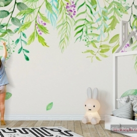 Giấy dán tường phòng trẻ em màu xanh v180