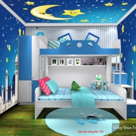 Giấy dán tường trẻ em màu xanh v118