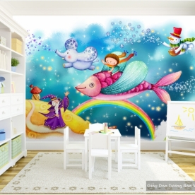 Giấy giấy dán tường phòng trẻ em 3D kid0