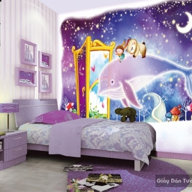Giấy giấy dán tường phòng trẻ em 3D kid018