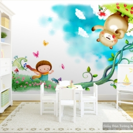 Giấy giấy dán tường phòng trẻ em 3D kid019