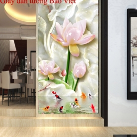 Decal dán kính sen 3D giả ngọc K080