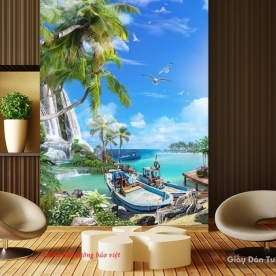 Tranh dán kính cảnh biển s189