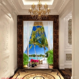 Tranh dán kính cảnh biển v017