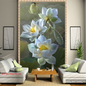 Tranh dán kính hoa sen K128