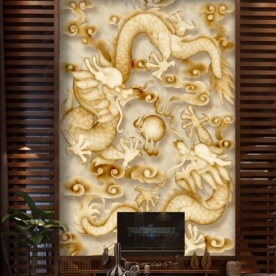 Tranh dán kính song long d168