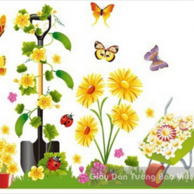 Dán Tường 3D-Bụi cúc vàng 3D