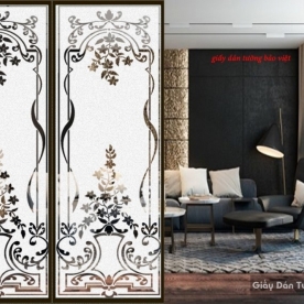 Decal dán kính mờ hoa văn nghệ thuật art010a