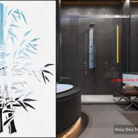 Decal dán kính mờ nghệ thuật cây tre art016
