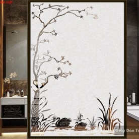 Decal dán kính mờ nghệ thuật cho phòng tắm art018