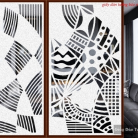 Decal dán kính mờ nghệ thuật lập thể art008