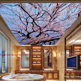 Tranh dán trần nhà cây đào C067