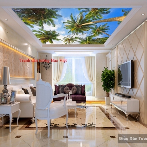 Tranh dán trần nhà cây dừa C071