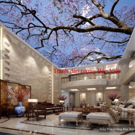 Tranh dán trần nhà cây hoa tím C070