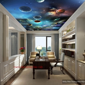 Tranh dán tường 3D galaxy dán trần nhà K15648040