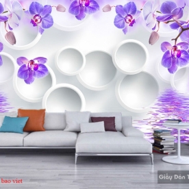 Tranh dán tường 3d màu tím 144