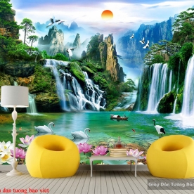 Tranh dán tường 3d sơn thủy Ft100