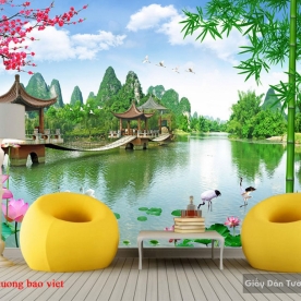 Tranh dán tường 3d sơn thủy ft102