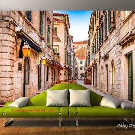 Tranh dán tường cảnh đường phố Châu Âu fm314