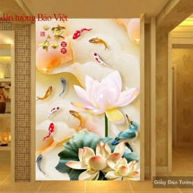 Tranh dán tường hoa sen 3D FL083